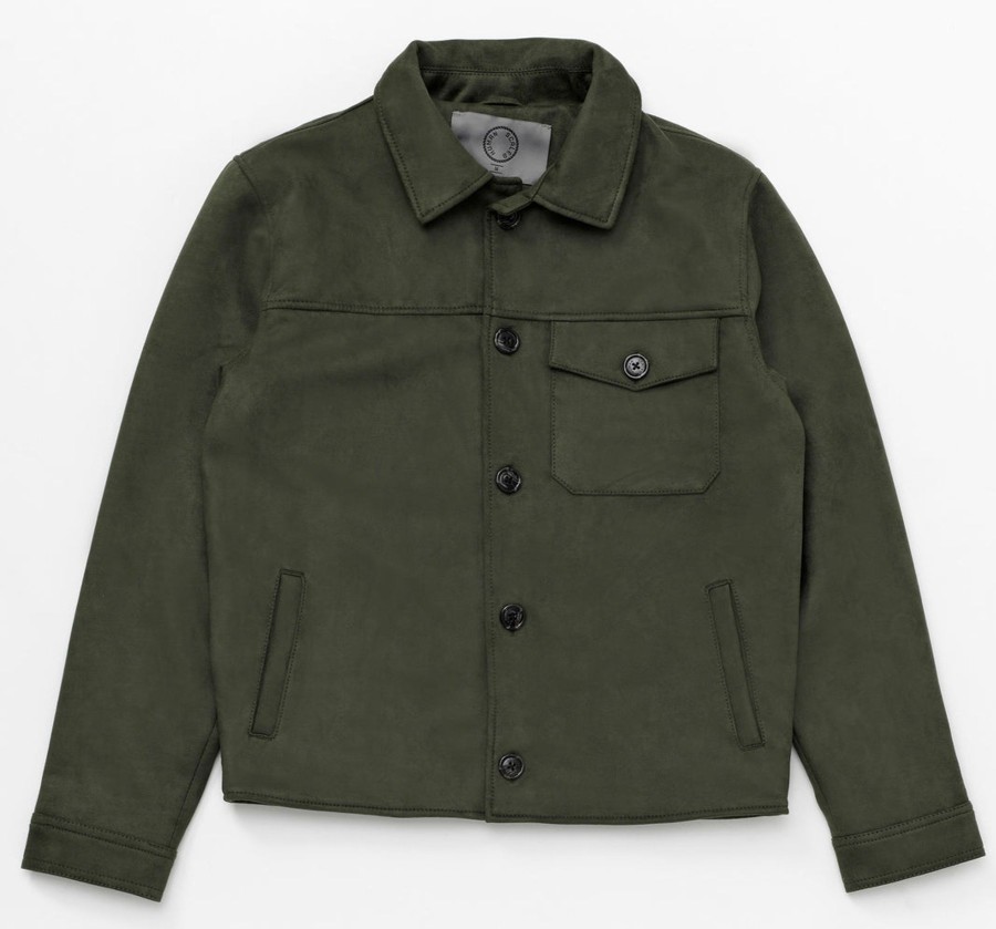 Men Human Scales Overshirts | Mark Vegan Suede Moss Green