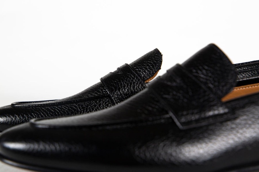 Men Human Scales Loafers | Penny Grained Black