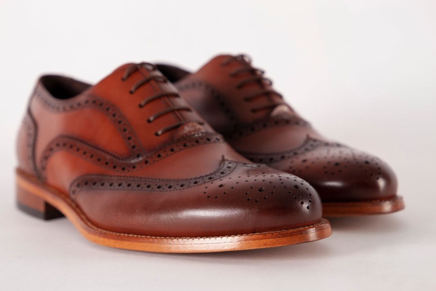 Men Human Scales Brogues | Gustav Cognac